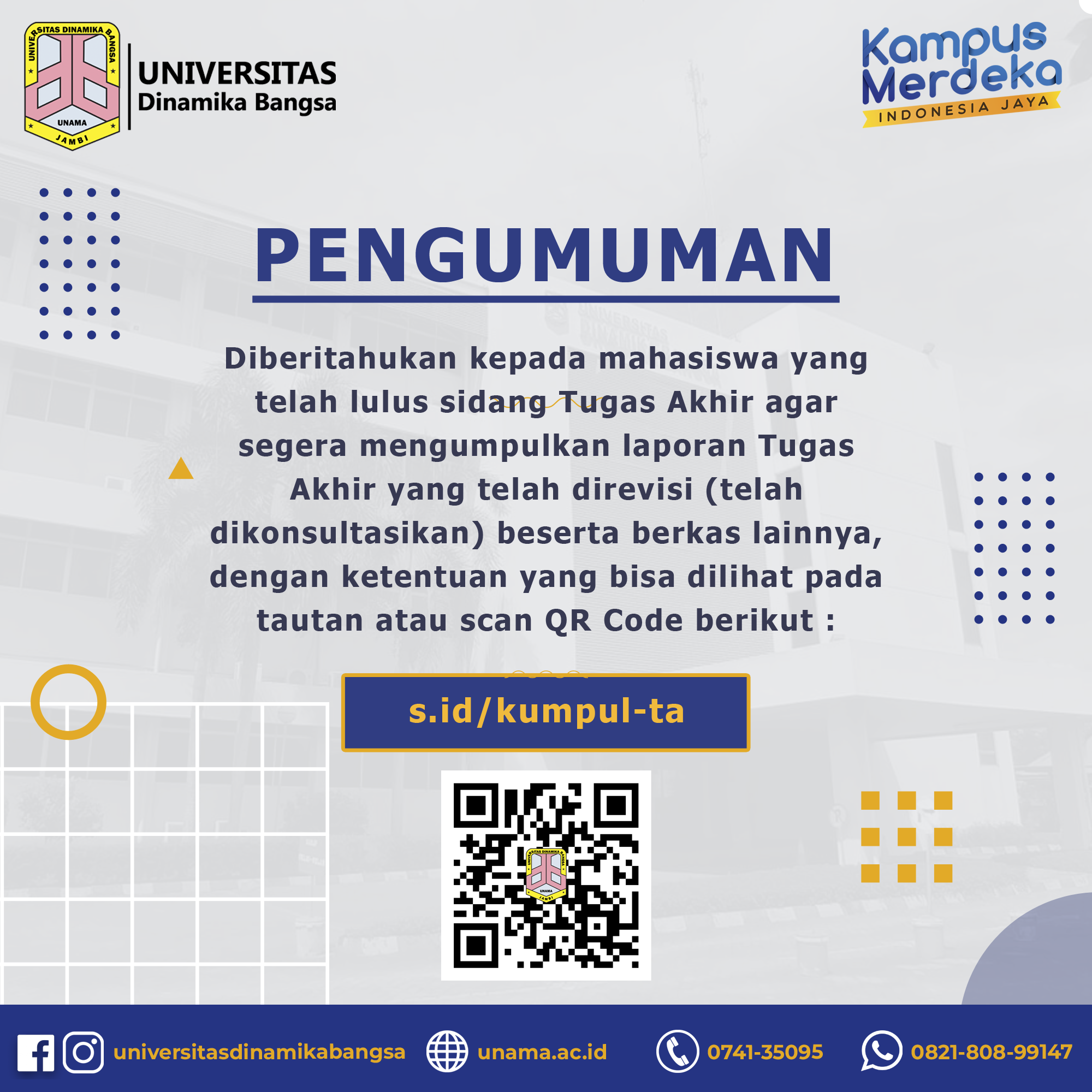 Prosedur Pengumpulan Laporan Tugas Akhir Semester Genap UNAMA Universitas Dinamika